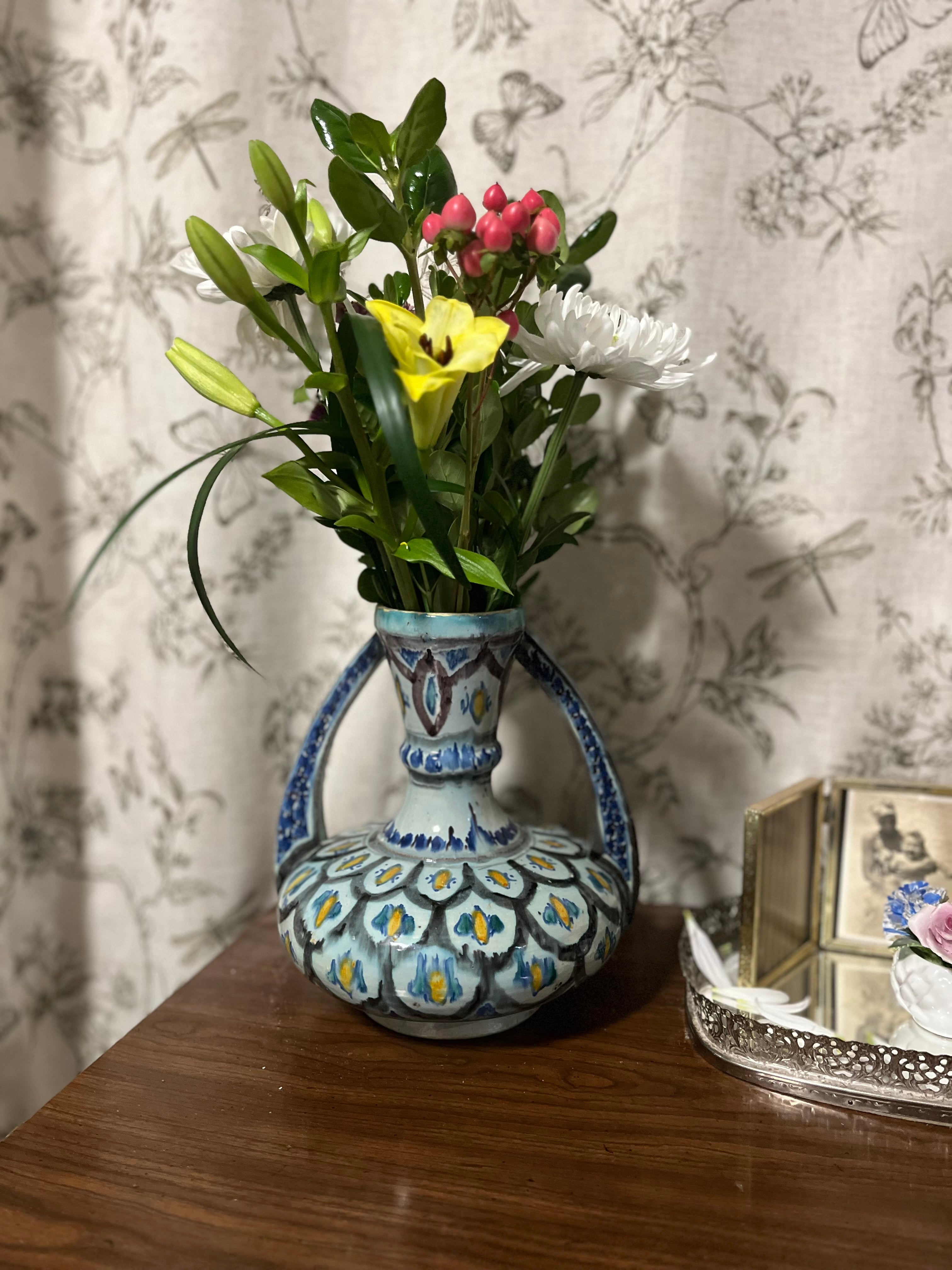African "Mezhariya" hand painted pottery vase