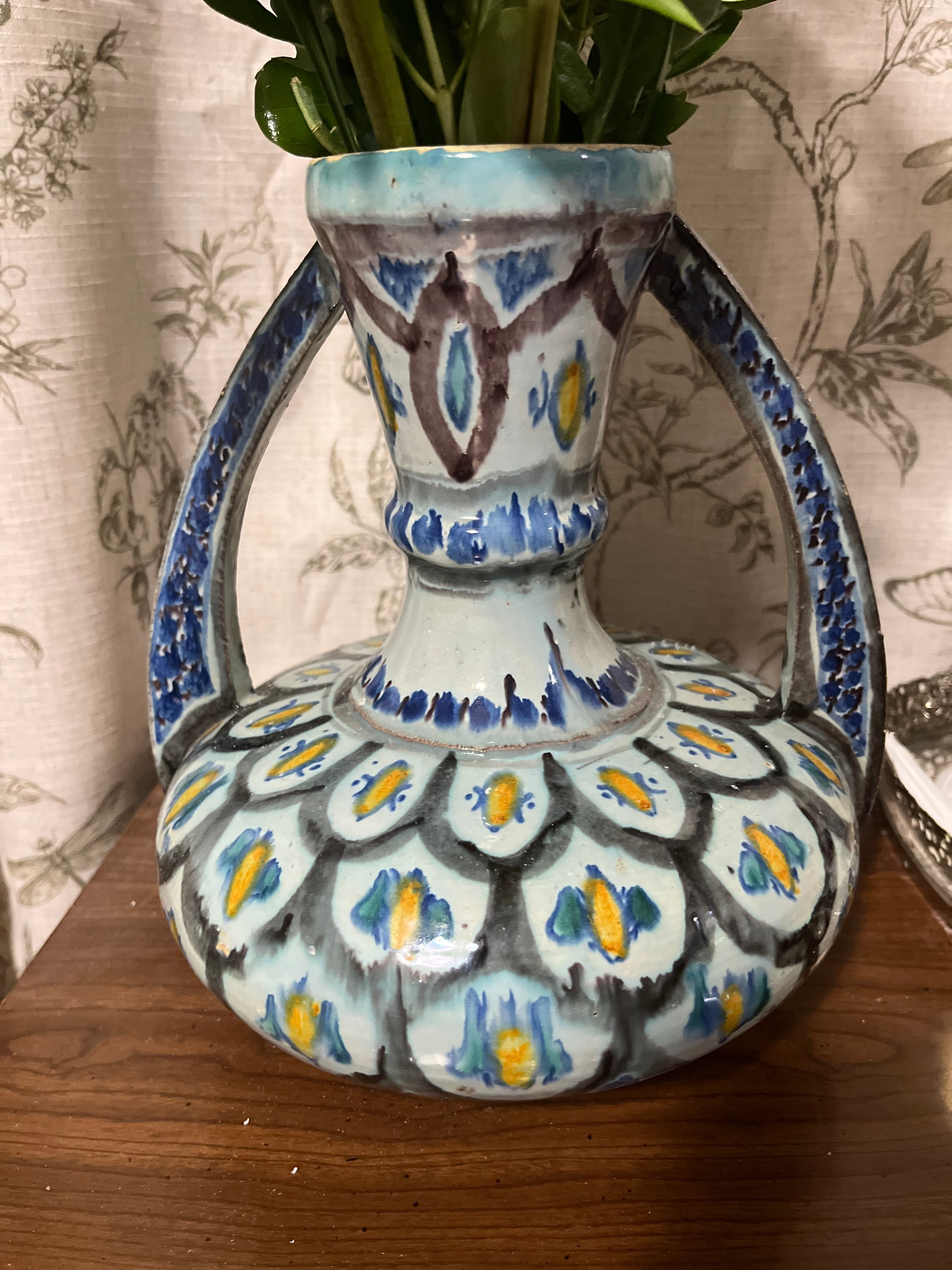 African "Mezhariya" hand painted pottery vase